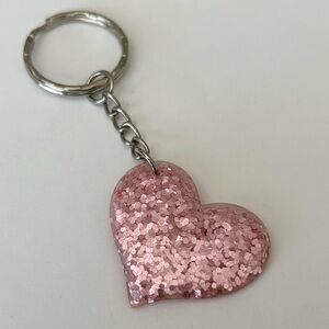 NWT Pink Glitter Hanging Heart Keychain